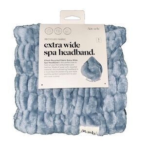 Kitsch Spa Headband Soft & Stretchy Hair Band Extra Wide Misty Blue Plush